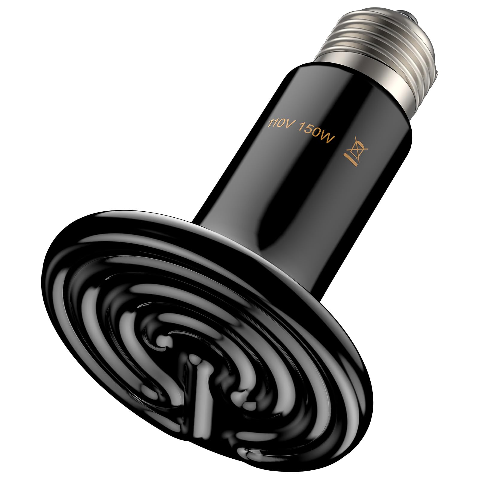 Pawfly 150 W E26 Ceramic Heat Emitter for Reptiles, No Light Emitting Reptile Heat Lamp Bulb, Infrared Ceramic Heat Bulb for Amphibian Chicken Snake Lizard, Ceramics Heat Lamp, Pet Brooder Coop Heater