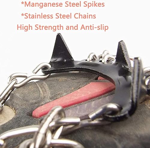 Miniatura 11 de Crampones de 11 picos para niños, botas de senderismo, tacos de hielo, 11 dientes, antideslizantes, para senderismo, escalada, caminar, niños