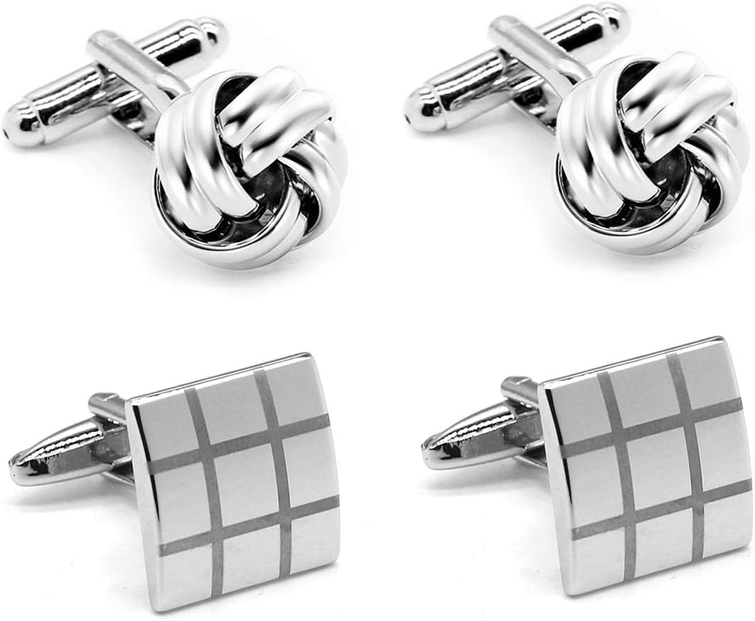 Men's Cufflinks Set with Knot and Square Designs Kuwait Ubuy