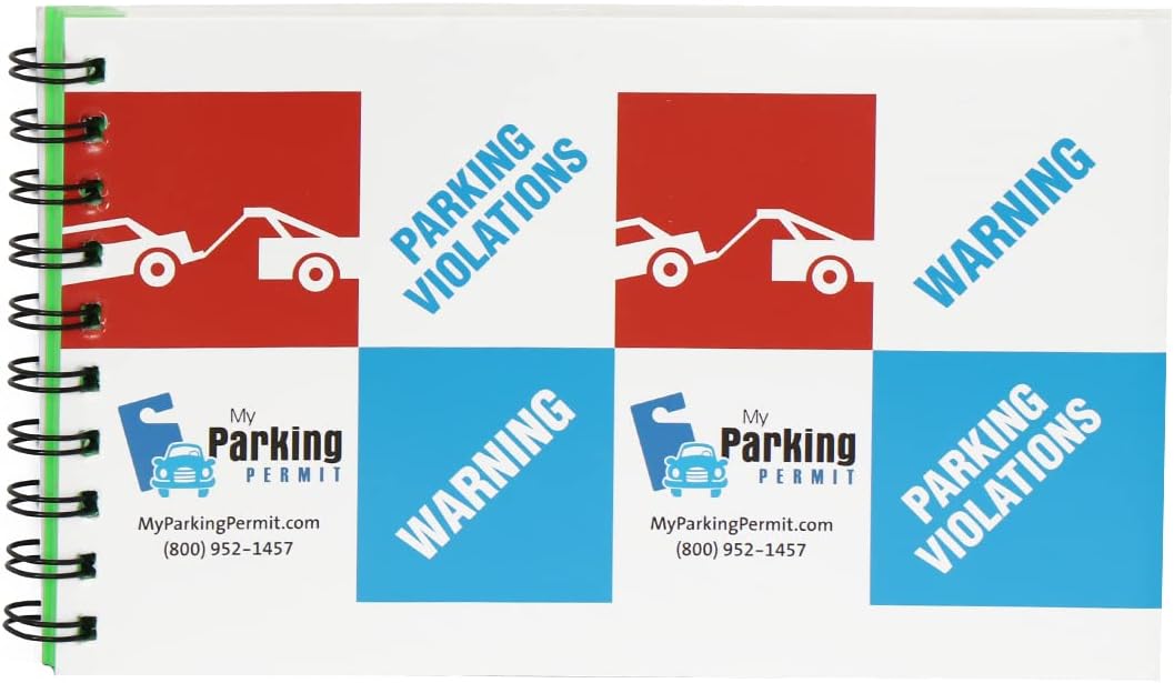 SmartSign Parking Violation Stickers - 50 Stickers Book with Liners, 5 x 8 inch, Vehicle Illegally Parked Sticker, Hard to Remove Write-On Tickets, Fluorescent Green