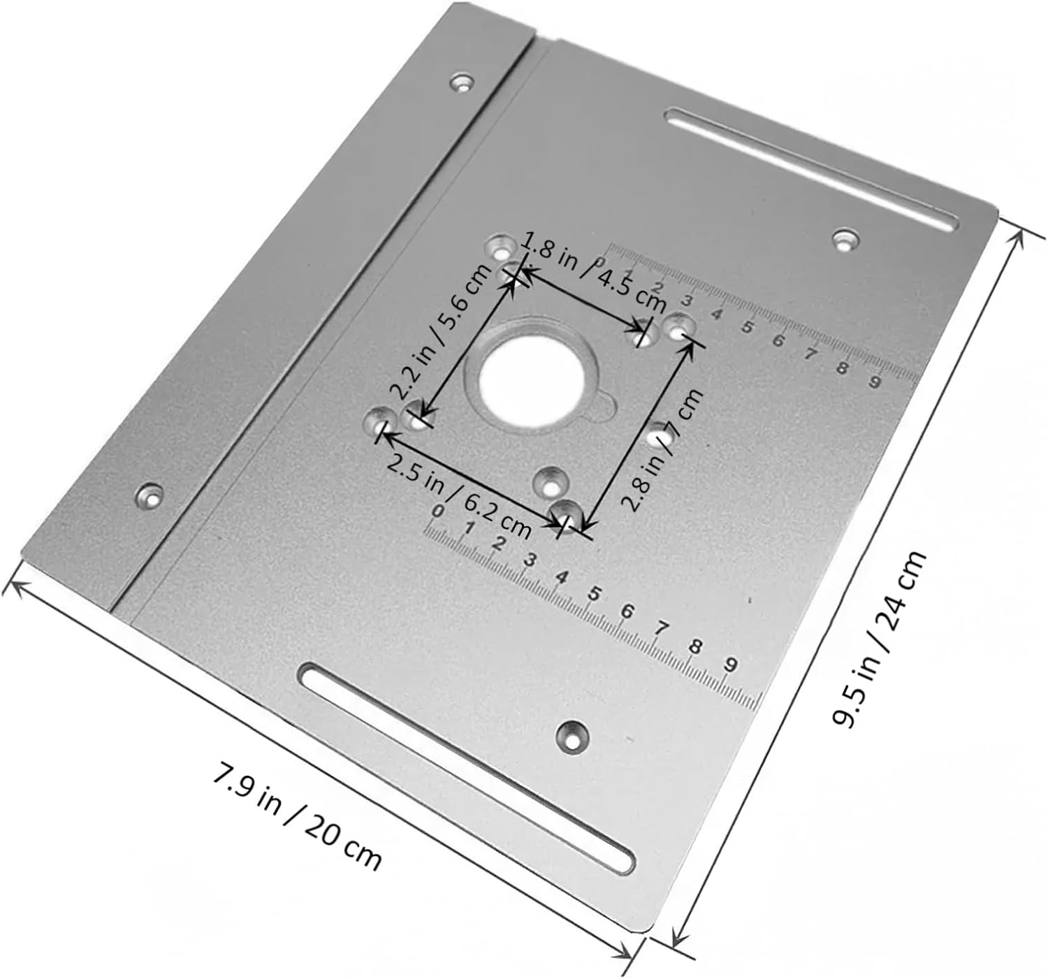 Sosoport 1set Aluminum Alloy Router Table Insert Plate Kit for Woodworking Easy Installation Precision Machined Compact for Trimming Machines and Woodworking Benches