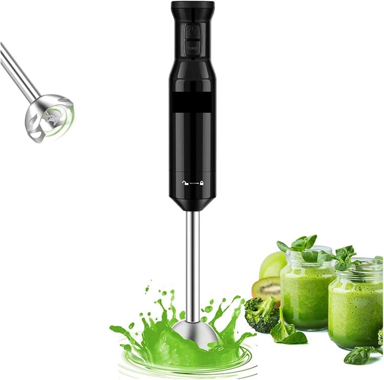 600W Immersion Blender Hand Stick with Turbo, Multi-Functional Electric Mixer for Pureeing Baby Food, Grinding Vegetables, Meat & Soup, Powerful & Easy Clean(EU Plug)