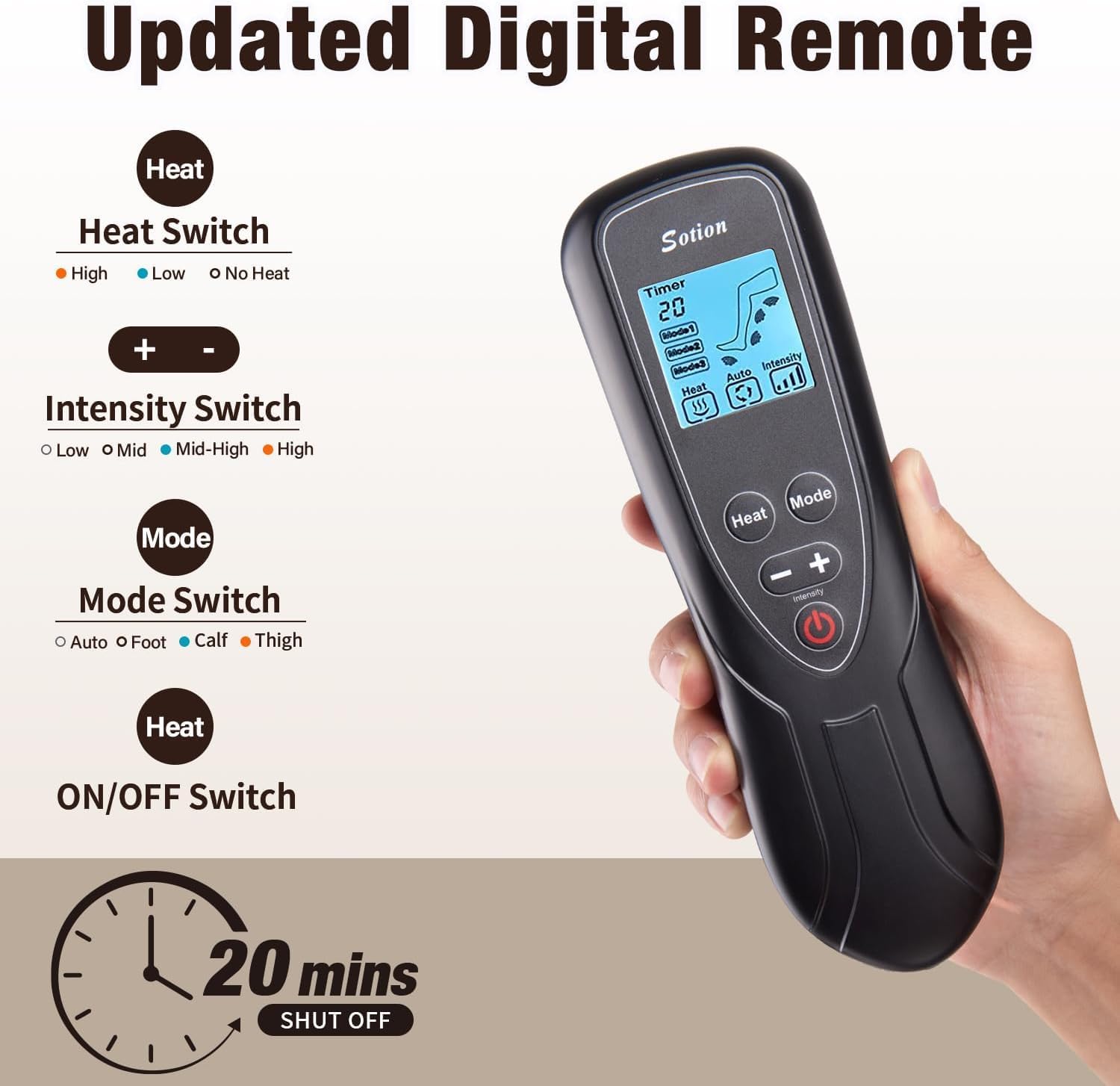 Leg Massager with Air Compression & Heat, Calf & Foot Massager for Circulation and Pain, Compression Boots with Video Wearing Guide, Update Controller with 6 Modes & 3 Heating Levels, Gift for Mom