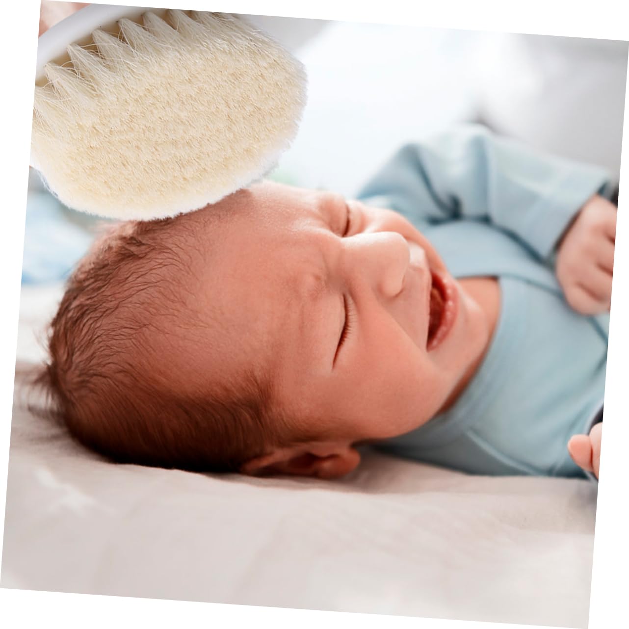 COOLHIYA Baby Hair Brush 2pcs Wool Shampoo Brush for Gentle Cleaning Baby Hair Products Natural Material