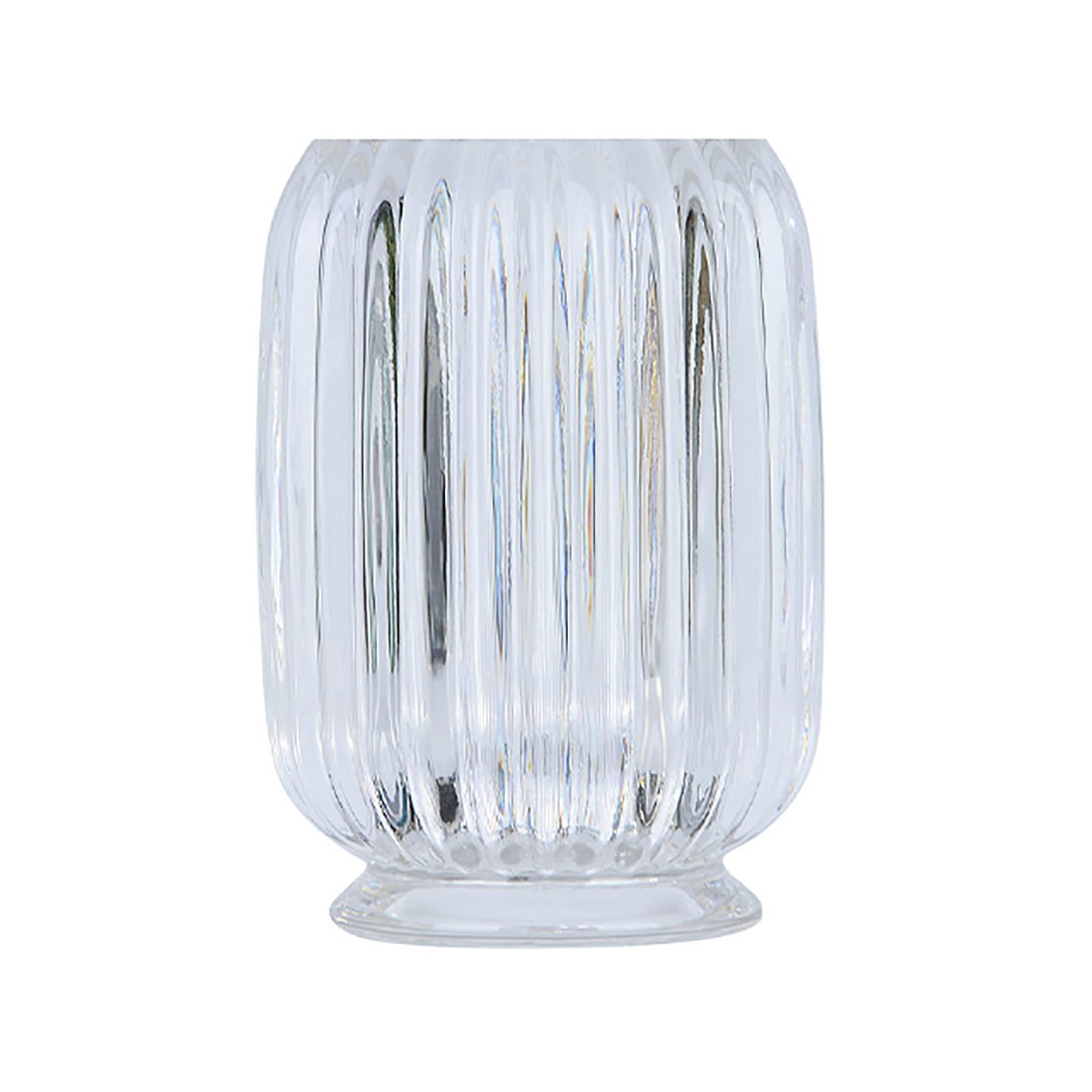 DASITON Makeup Brush holder Organizer,Crystal Cosmetic Makeup Brush Glass Brushes Storage Holder, Vintage Make Up Brush Cup Holder striped vase(Clear)