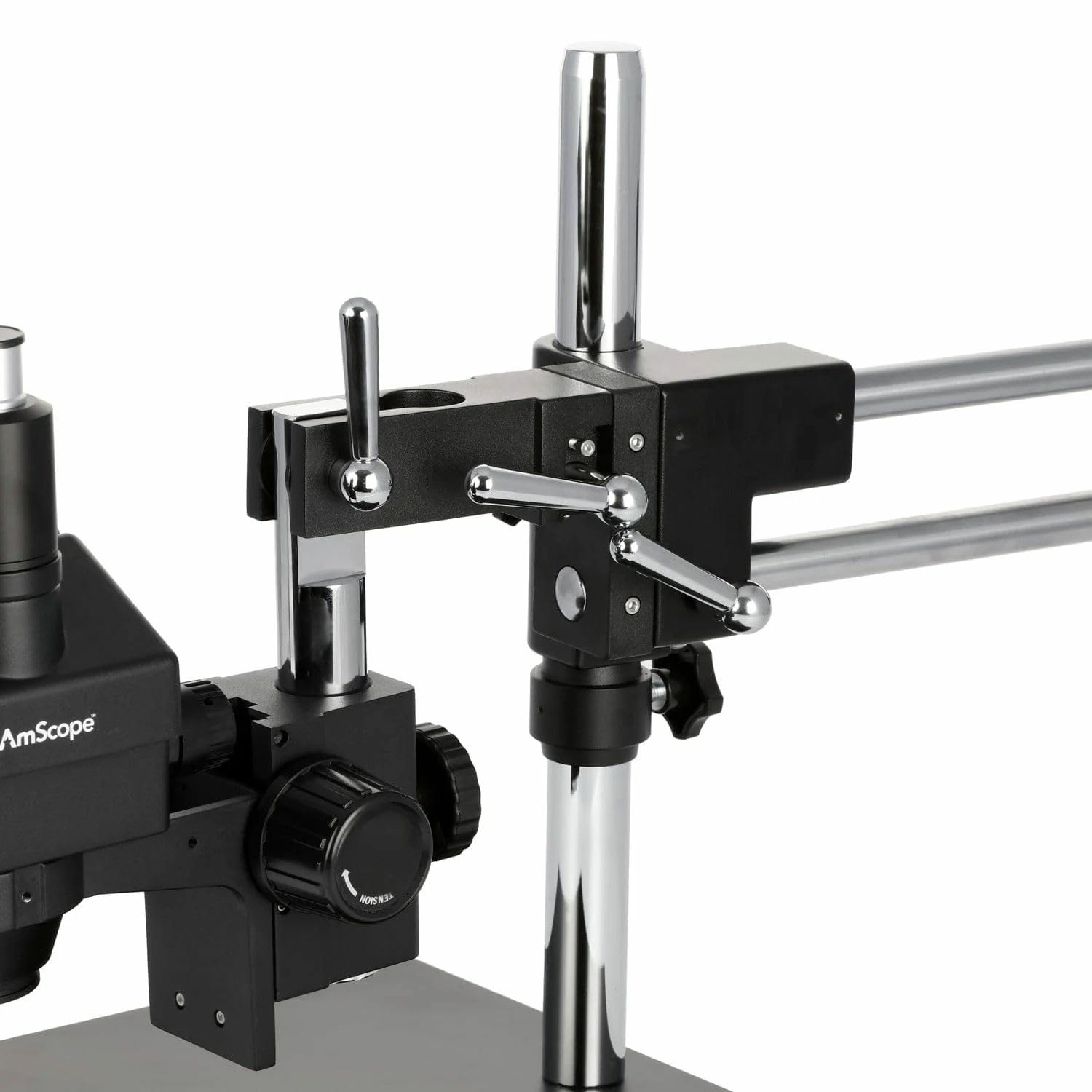 AmScope - 3.5X-180X Microscopio Estéreo Trinocular Zoom con Soporte Negro de Brazo Doble - SM-4TZZ-B