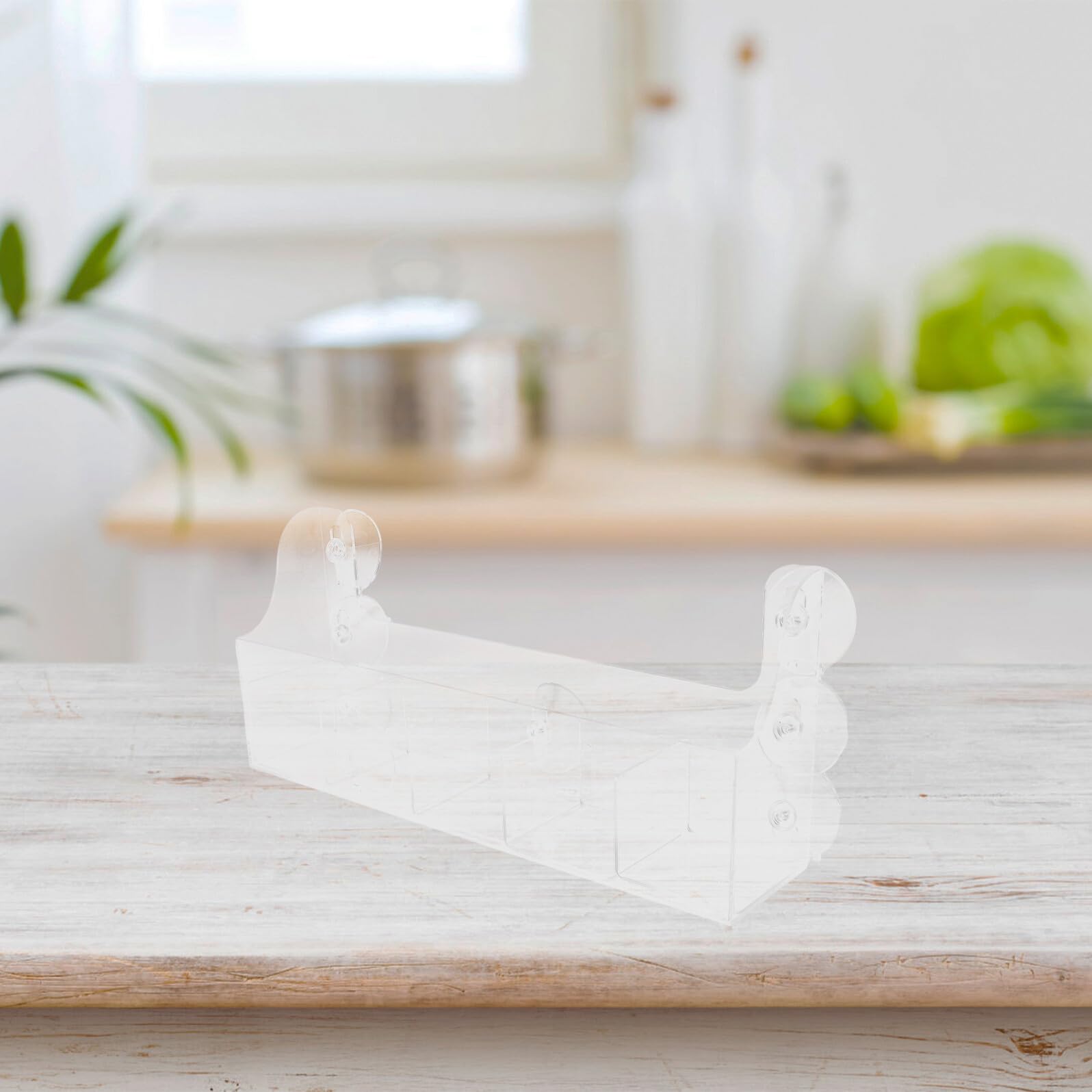 Organizador para Nevera Ventosa Estante Acrílico Transparente de 33 CM 5 Separadores Estante para Especias y Frascos Optimizador de Espacio para Refrigerador y Congelador