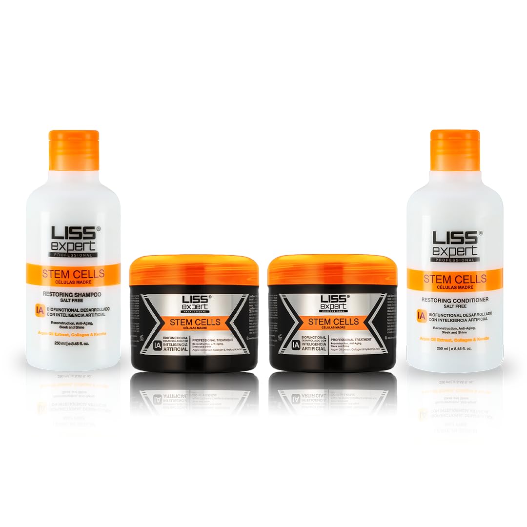 Liss Expert Stem Cells Smoothing Treatment 16.9 oz Kit - with salt free shampoo and conditioner for LONG hair application