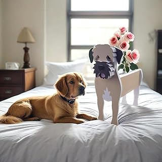 Pet Dog Shaped Plant Flowerpot, Storage Planter Container, Indoor and Outdoor Decorative Ornaments, countertops, Garden, Courtyard Decorations (Border Terrier)