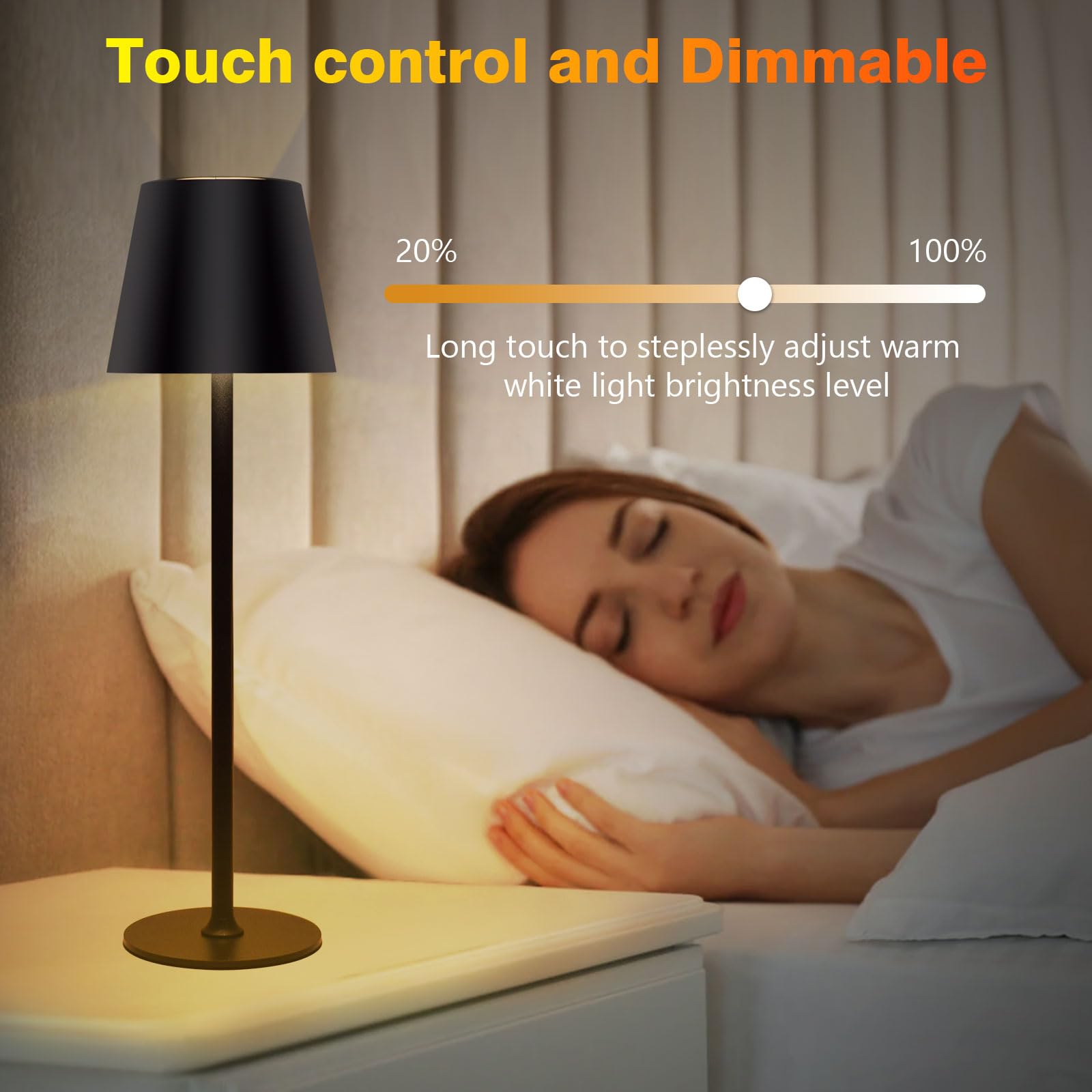2 Lampade da Tavolo, Lampada da Tavolo Senza Fili, con Batteria da 5200 mAh, Lampada da Tavolo a Batteria Ricaricabile con USB, IP54 Impermeabile per Soggiorno Camera da Letto Sala da Pranzo Bar