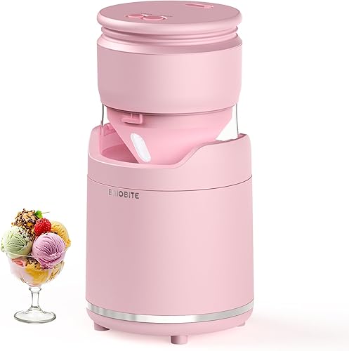 Máquina para hacer helados de servicio suave, recargable y compacta para gelato casero, sorbete y yogur congelado, elegante diseño rosa, perfecta