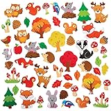 Baker Ross FX119 Waldtiere Moosgummi Sticker-100 Stück, Großpackung Schaumstoff Aufkleber für Kinder zum Basteln, Gestalten und Dekorieren