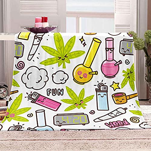 Couverture microfibre feuilles vertes pour sofa et lit