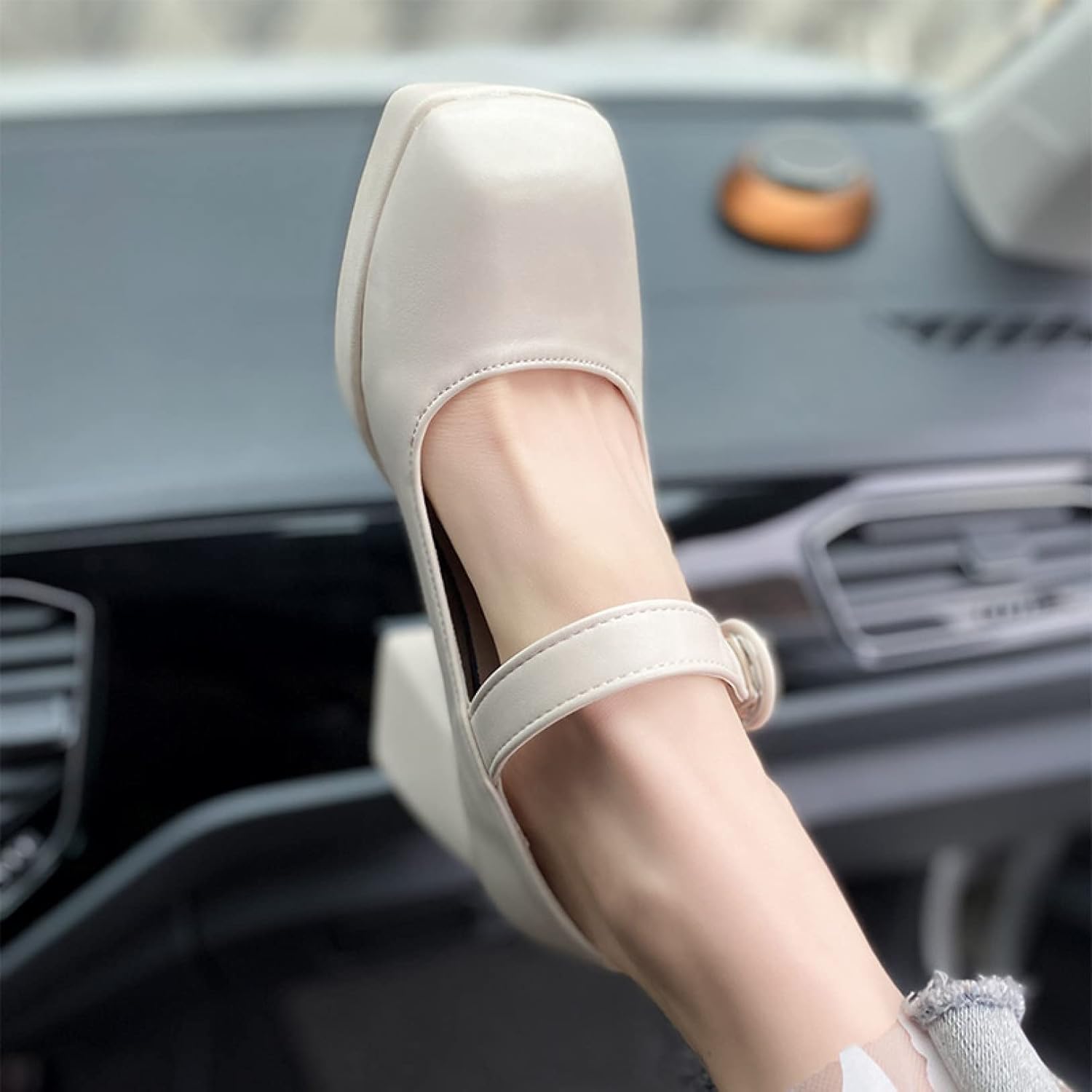 TinaCus Zapatos Mary Jane De Cuero Genuino Con Punta Cuadrada Y Hebilla Para Mujer, Hechos A Mano, Naranja