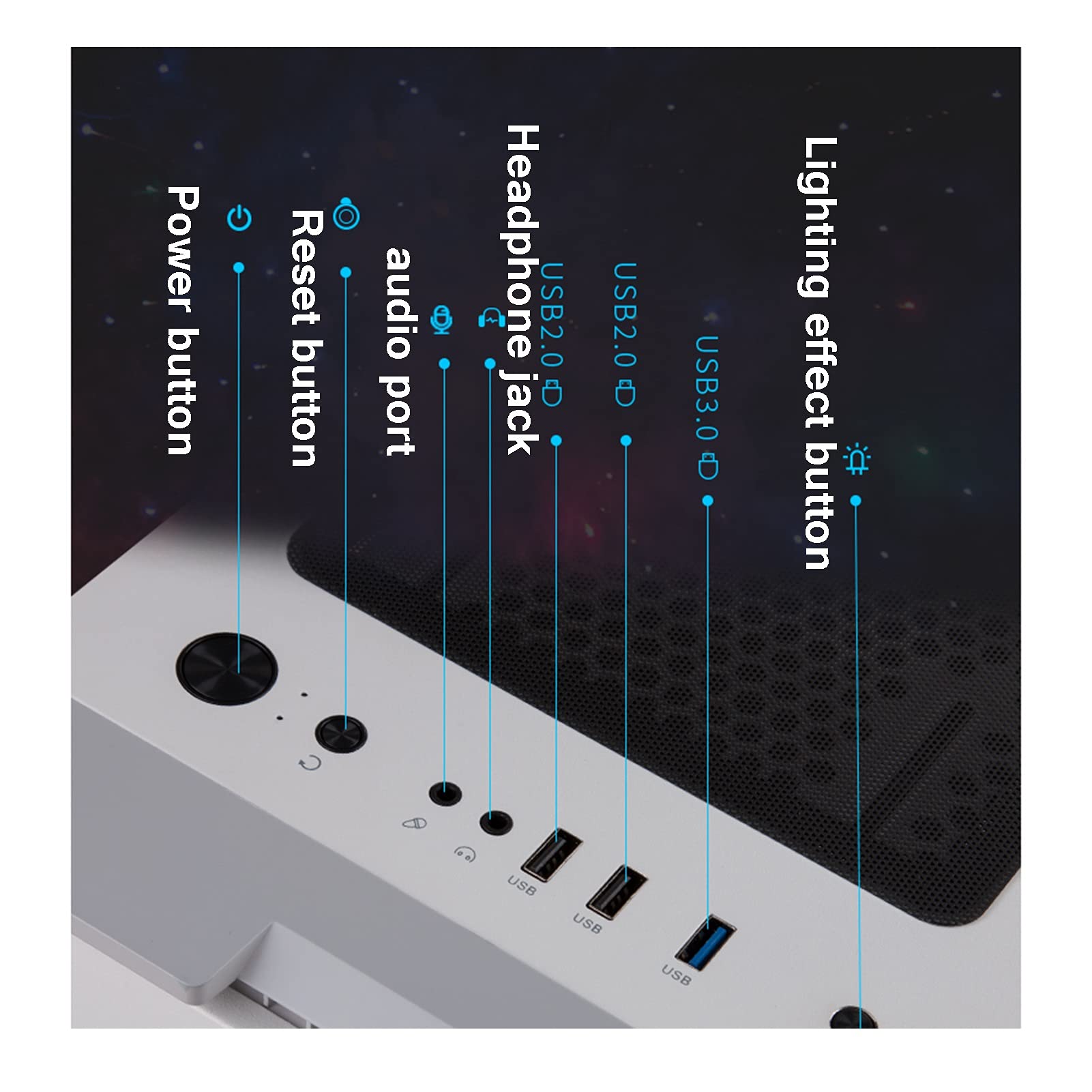Komputerowa Obudowa, Mid-Tower ATX/M-ATX/ITX Case Gaming PC, W Pełni Przezroczysty Panel Boczny, 8 Pozycji Wentylatora, Chłodzenie Pomocy Technicznej