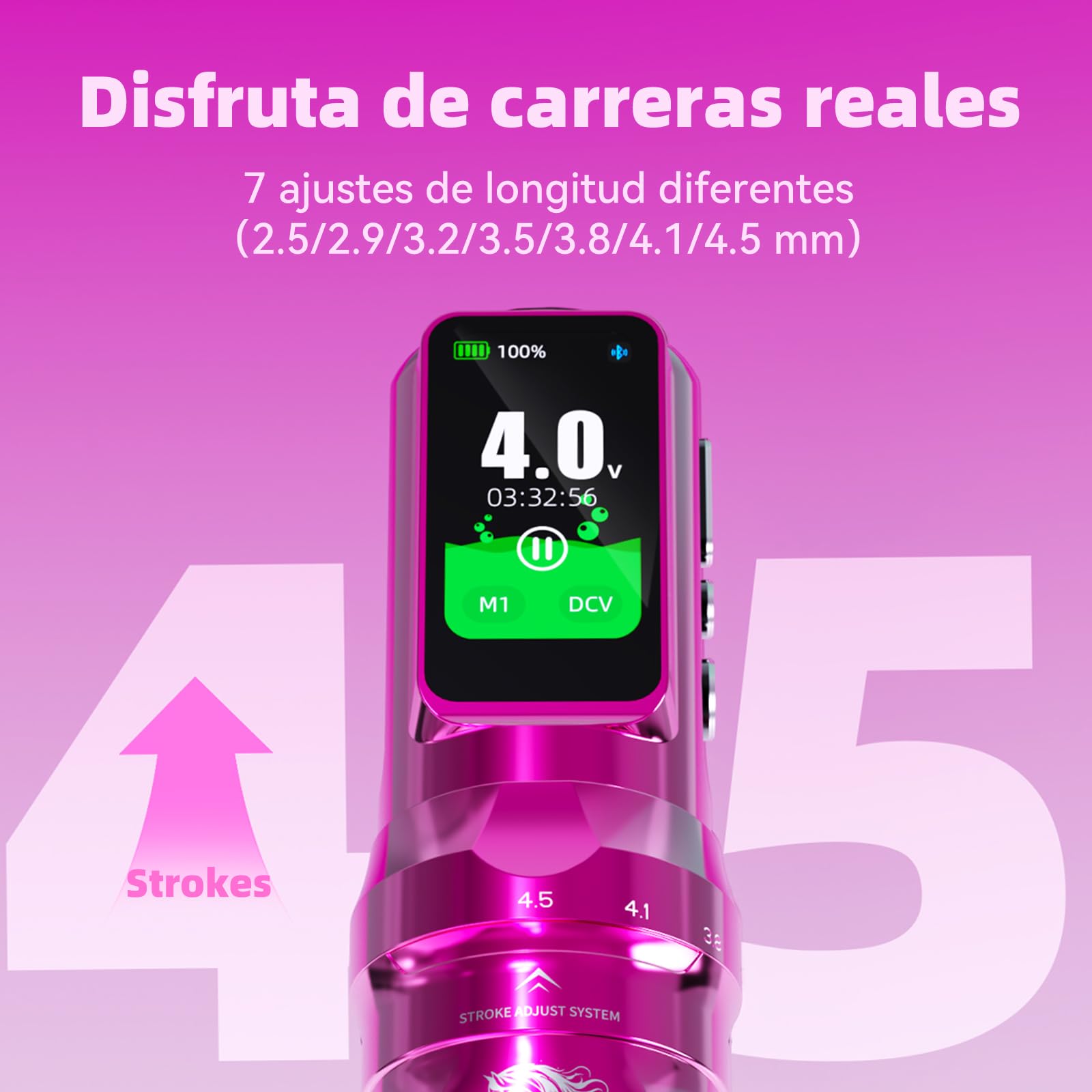 Dragonhawk Fold Pro Máquina de Tatuar Inalámbrico, Edición Year of The Horse, 2,5–4,5 mm, 2 Baterías, Rosa