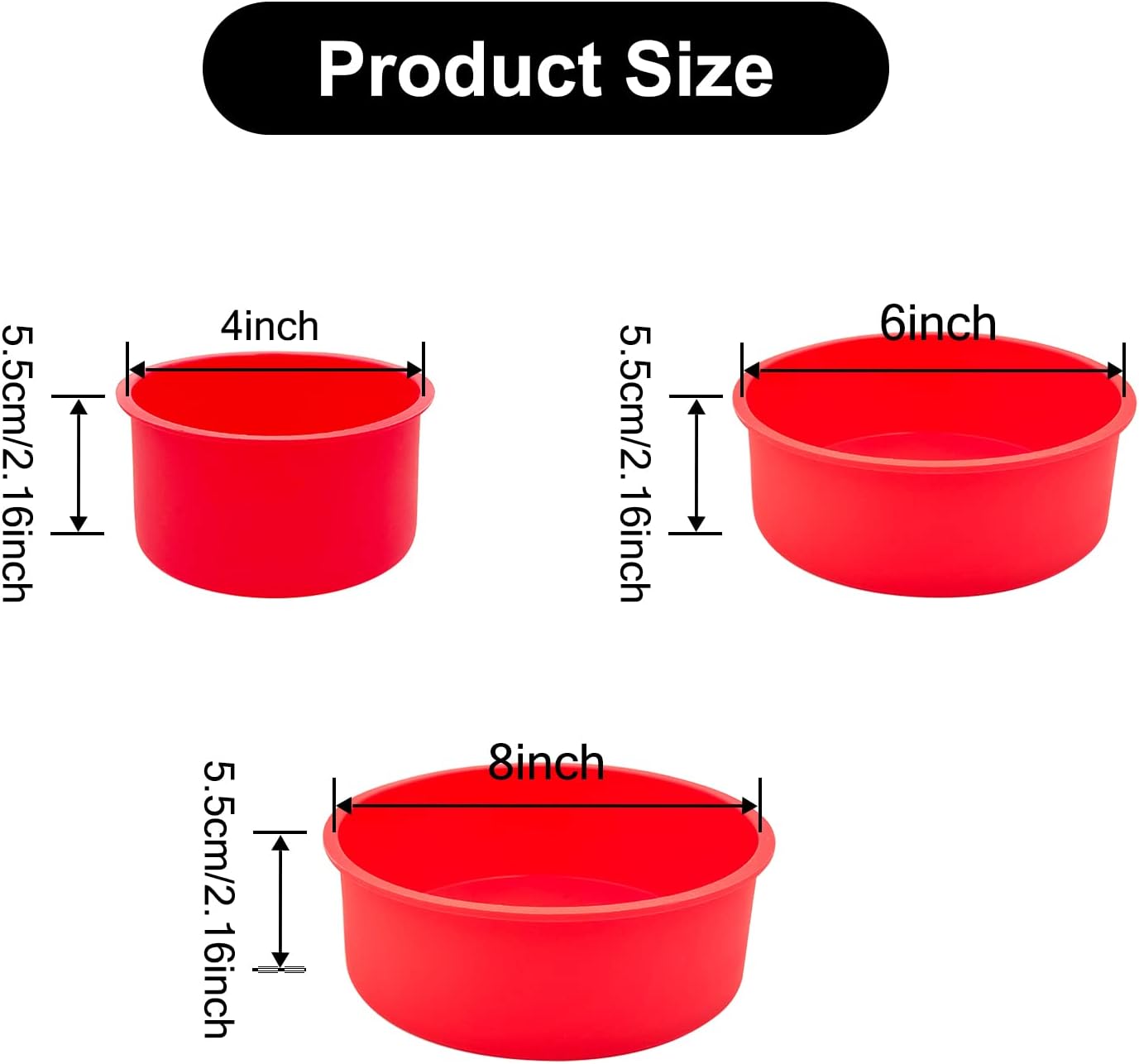 KWAGOCAR 3 Pieces Silicone Cake Pans Round Silicone Molds for Baking Quick Release Bakeware Pans Kitchen Non-Stick Reusable Cake Pan for Baking Layer Cake Cheese Chiffon Cake (4 Inch, 6 Inch, 8 Inch)