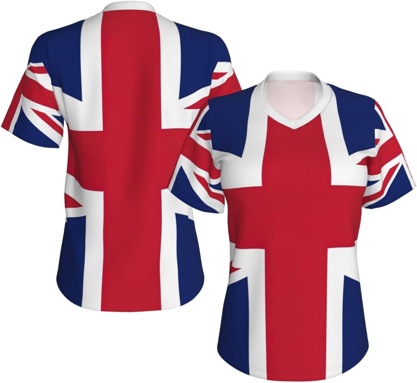 Womens UK Flag Print Short Sleeve V Neck T-Shirts Casual Breathable Tee Basic Summer Tops 2026