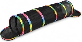 LOS ANDES Collapsible Mesh Cat Tunnel, 31.88in Rainbow Play Tube for Cats Rabbits Indoor
