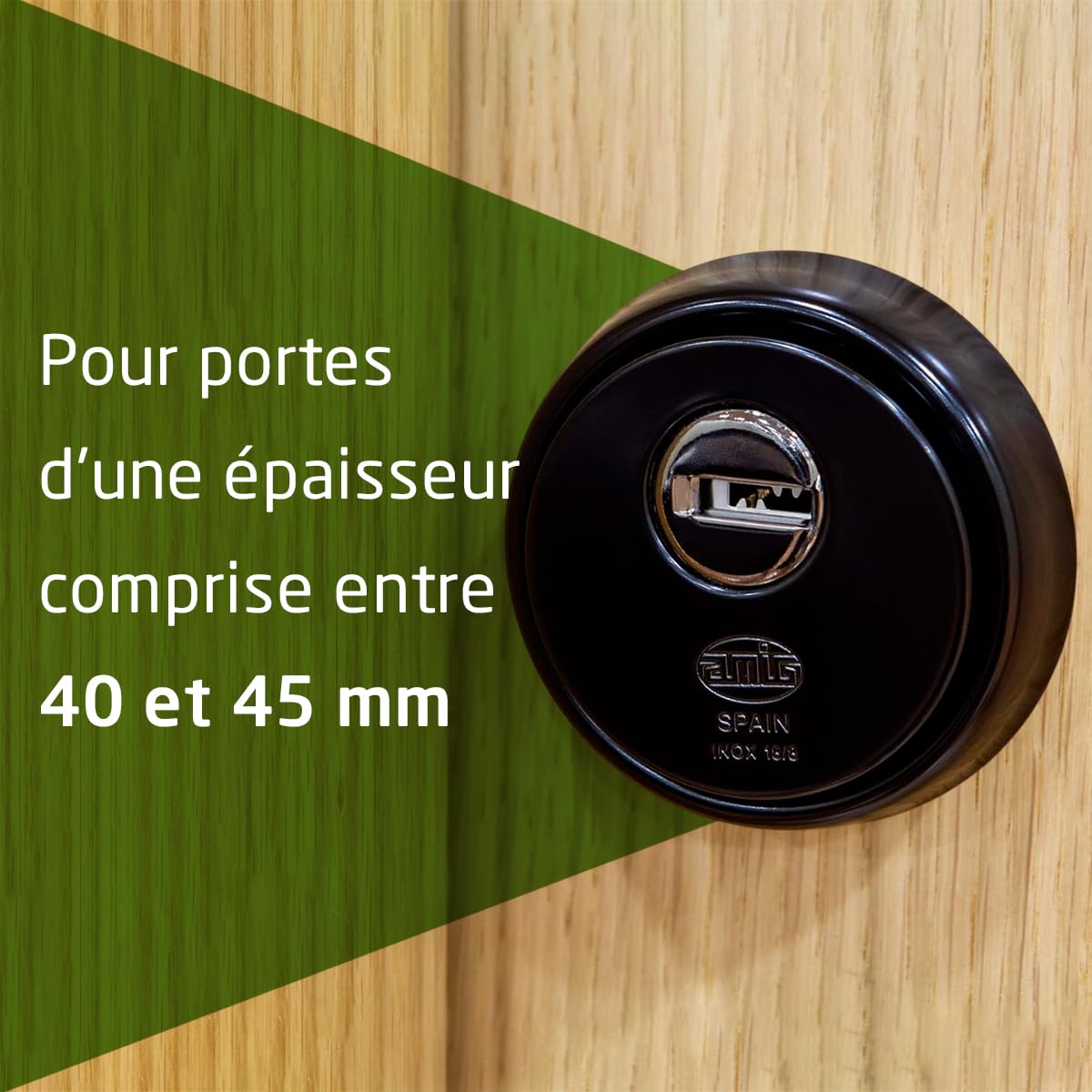 Amig - Protège-cylindre de sécurité Mod. 31 - Acier - Noir - Anneau extérieur creux - Ø65 mm - Avec plaque anti-perçage - Avec vis et support - Pour cylindre Europrofil EN1303 - Corps en acier fritté
