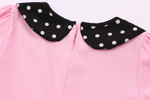 Miniatura 7 de Disfraz de los años 50 para niñas, conjunto de vestido de caniche rosa y azul de los años 50 para niños, disfraz de Halloween