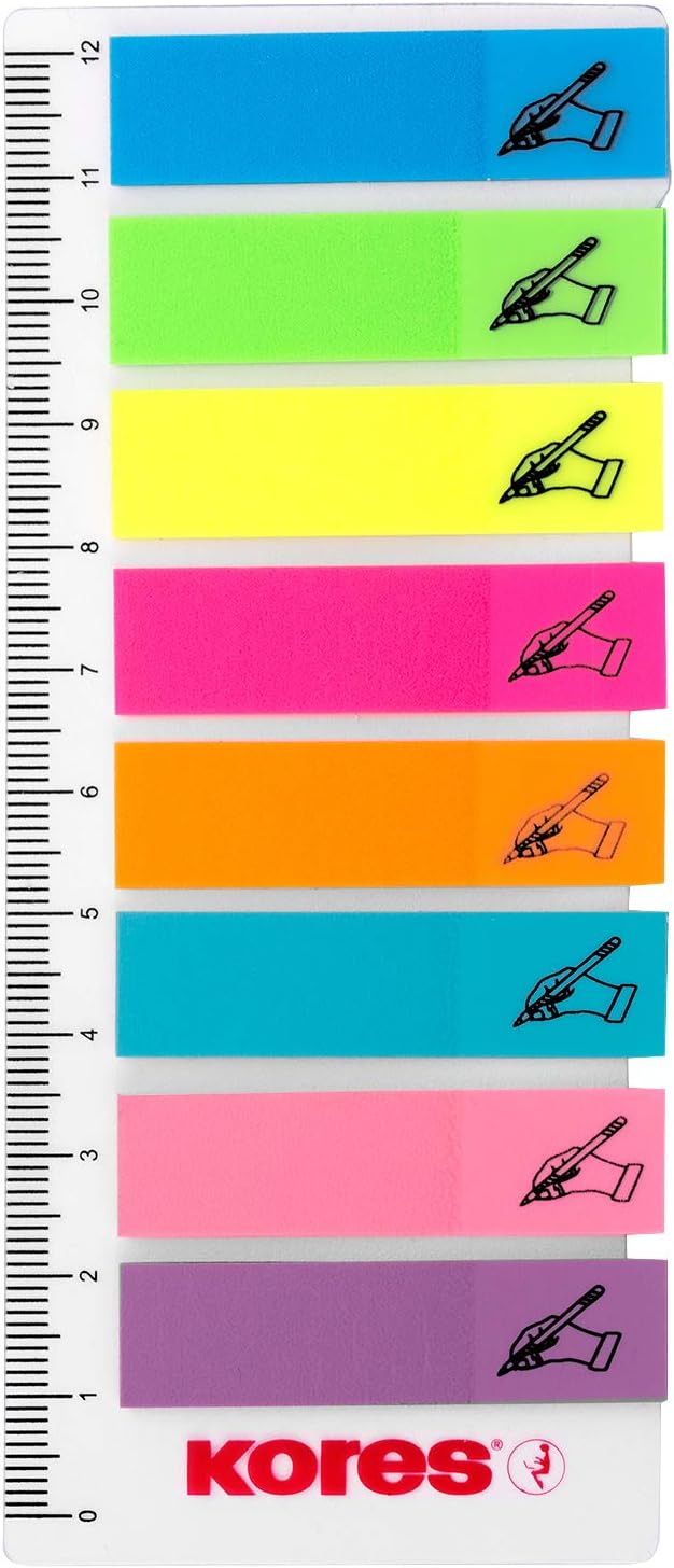 Kores - Sticky Labels On Ruler With Sign Here Icon - Film Index Tabs