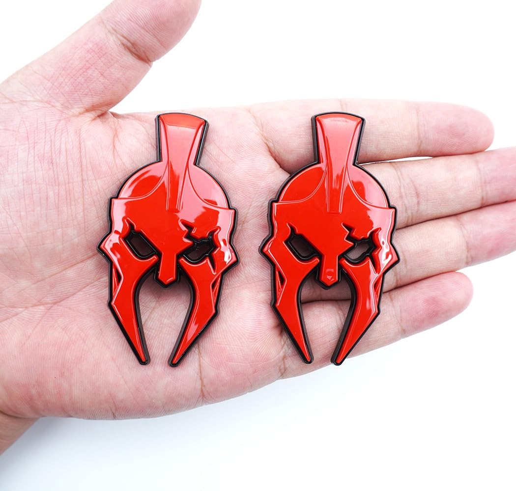 Pair Set Gladiator Emblems 3D Custom Badges Right and Left Side Tailgate Fender Stickers Replacement for Gladiator Universal Car Vehicle, Truck, Motorcycle Door Window Decoration (Black Red)