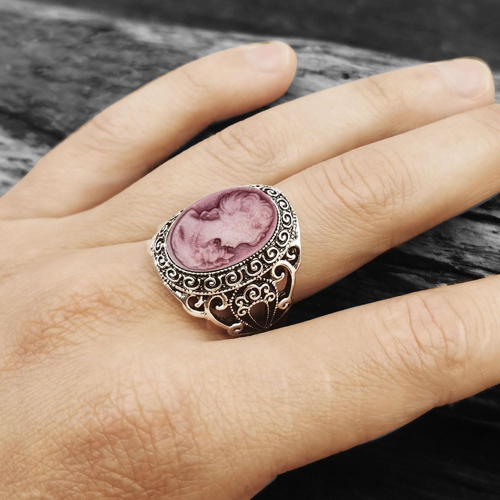 Vintage Look Lady Queen Cameo Sets For Women Victoria Pendant Cameo Necklace Earrings Ring Bracelet Fashion Jewelry