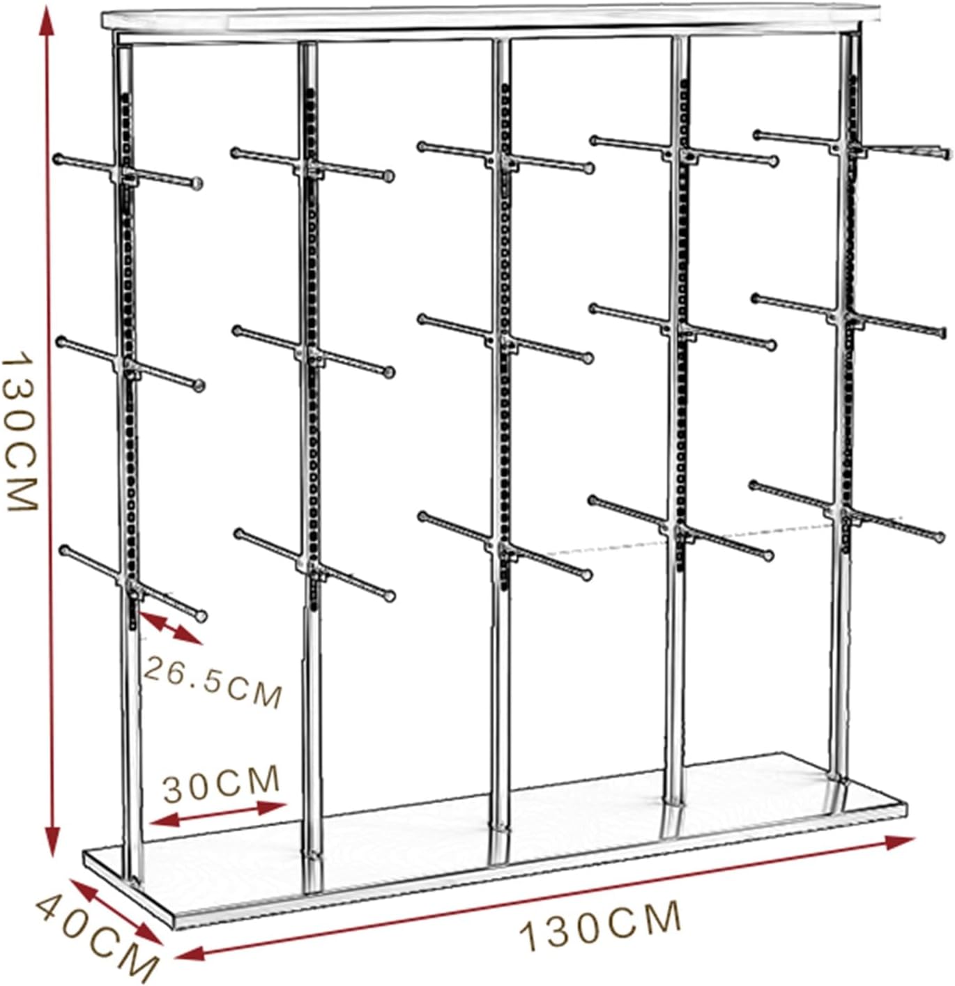 Underwear Rack Clothing Store Display Stand, Adjustable Boutique Retail Garment Rack, Multi-Layer Bra Slippers Socks Jewelry Shorts Storage Hanger, Commercial Shelves (Color : White, Size :