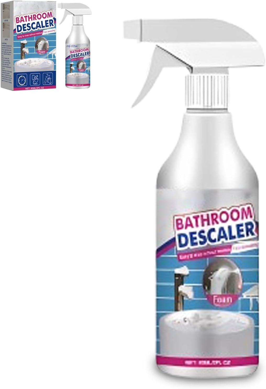 Bathroom Descaler Foam Cleaner Spray, Upgrade All-Purpose Stubborn Stains Cleaner, Bathroom Descaler Foam Cleaning Spray for Bathtub,Toilet,Glass,Faucet (1)