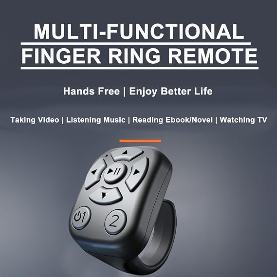 Remote Control Page Turning Ring - Presentation Clicker, Wireless Page Turning | Button Ring Fingertip Wireless E-Reader Controller, Camera Selfie Button E-Book Page Turner for Travel Sports