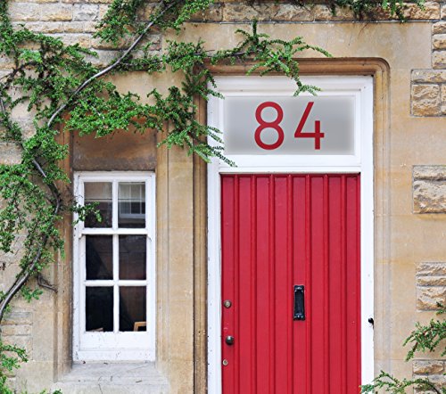 Custom Made Personalised Frosted Window Film - customised Coloured House Door Number Printed on to The Film, Door Window Sticker, a Privacy Decorative Glass Covering, Up to (100cm x 100 cm) Sty17