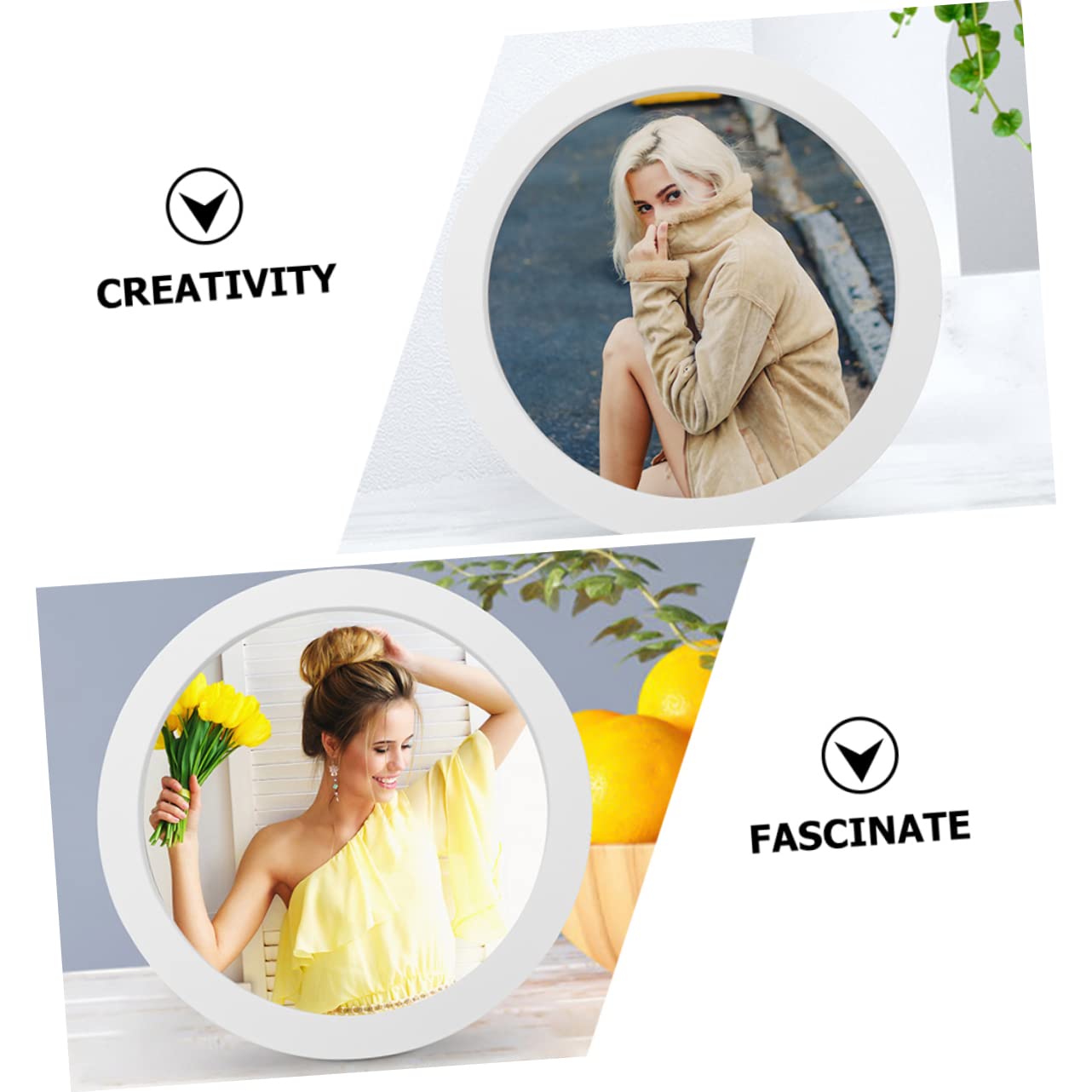 ULDIGI Round Embroidery Frame Picture Holder Cross Stitch Artwork Display Wooden Stand for Room Decor