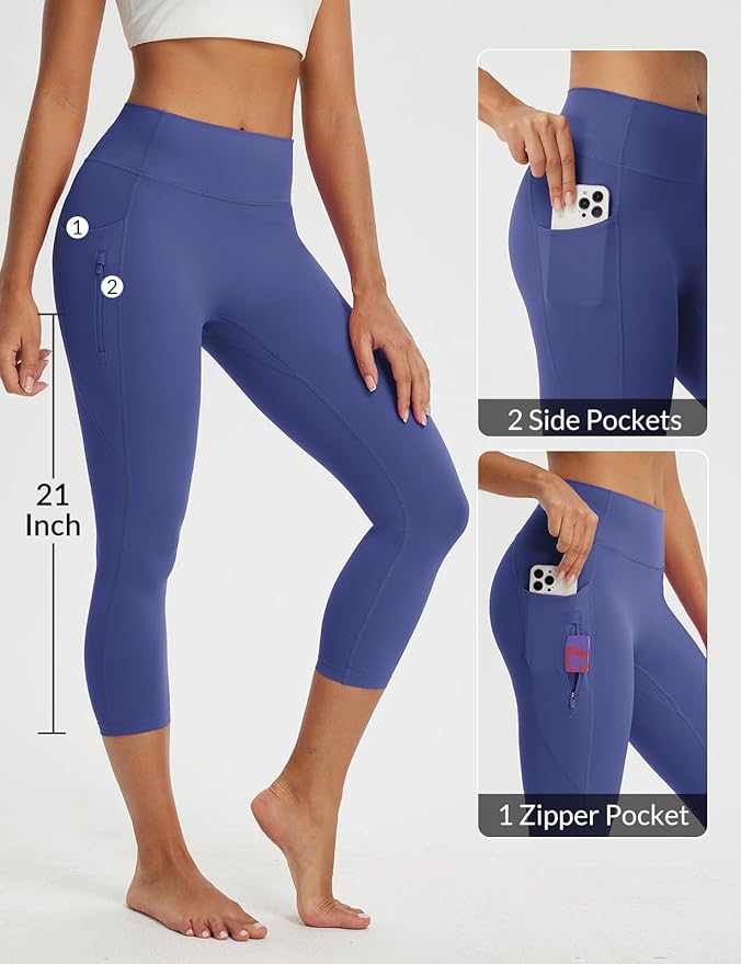 Leggings Capri para Mujer color Azul Talla L miniatura 4