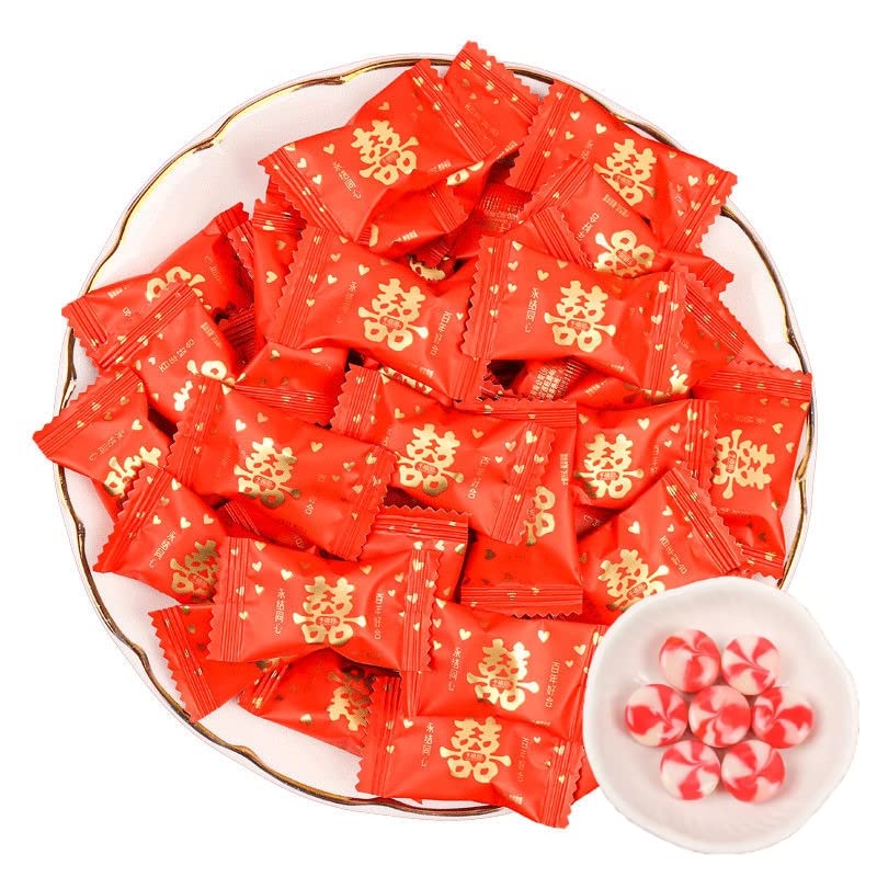 OuYang Hengzhi Chinese Traditional Sweet Hard Candy for Wedding Happy Time Comprehensive Fruit Flavor 囍字硬糖 500g/17.6oz