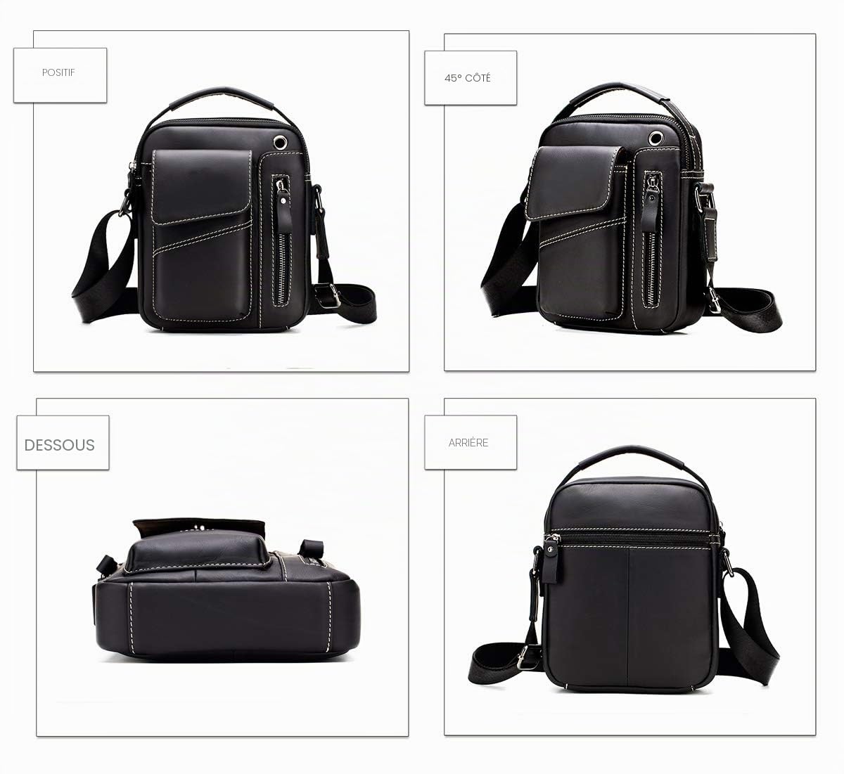 Homme Sacs Portés épaule Tendance Loisir Cuir Veritable Sac Besace
