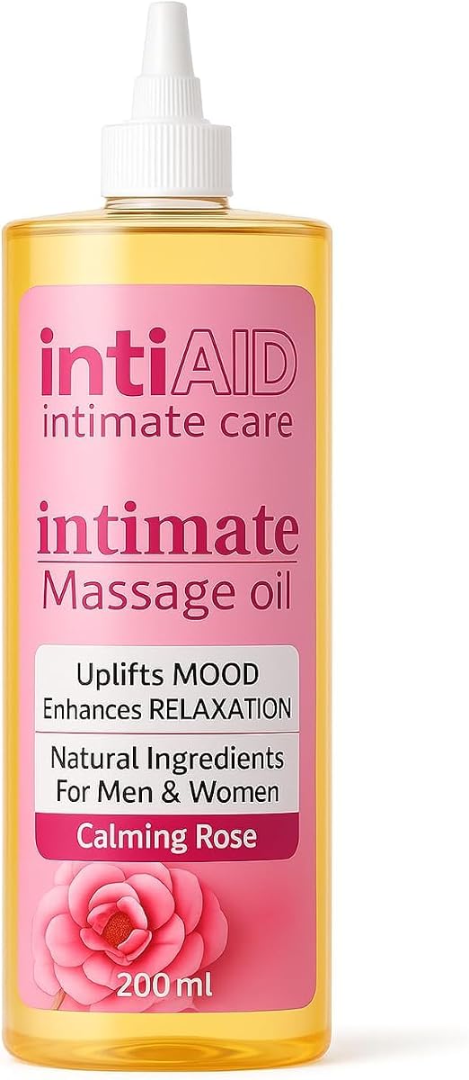 Intimate Massage Oil for Date Nights with Calming Rose Scent | Natural Jojoba, Almond Oil & Vitamin E | 7 Fl Oz