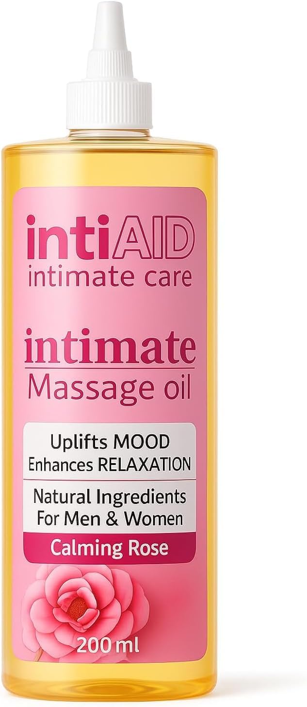 Intimate Massage Oil for Date Nights with Calming Rose Scent | Natural Jojoba, Almond Oil & Vitamin E | 7 Fl Oz