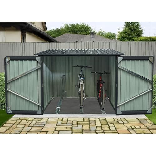 X-METAL Garage à Vélos en Acier Galvanisé Anthracite 3,32m² | Abri de Rangement Extérieur avec Kit d'ancrage | Portes Verrouillables, Rail Inclus | Résistant à la Corrosion et à la Neige