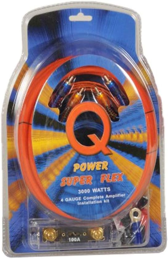 Q Power Super Flex 4-Gauge 3000-Watt Amplifier Car Audio Wiring Amp Kit (2 Pack)