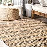 Lauren Liess Sycamore Striped Jute Runner Rug, 2' x 8', Natural