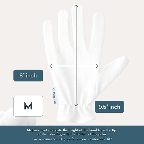 Miniatura 14 de Cottonnerie Basics - 4 pares de guantes de algodón para manos secas para dormir, guantes hidratantes durante la noche, guantes hidratantes de manos