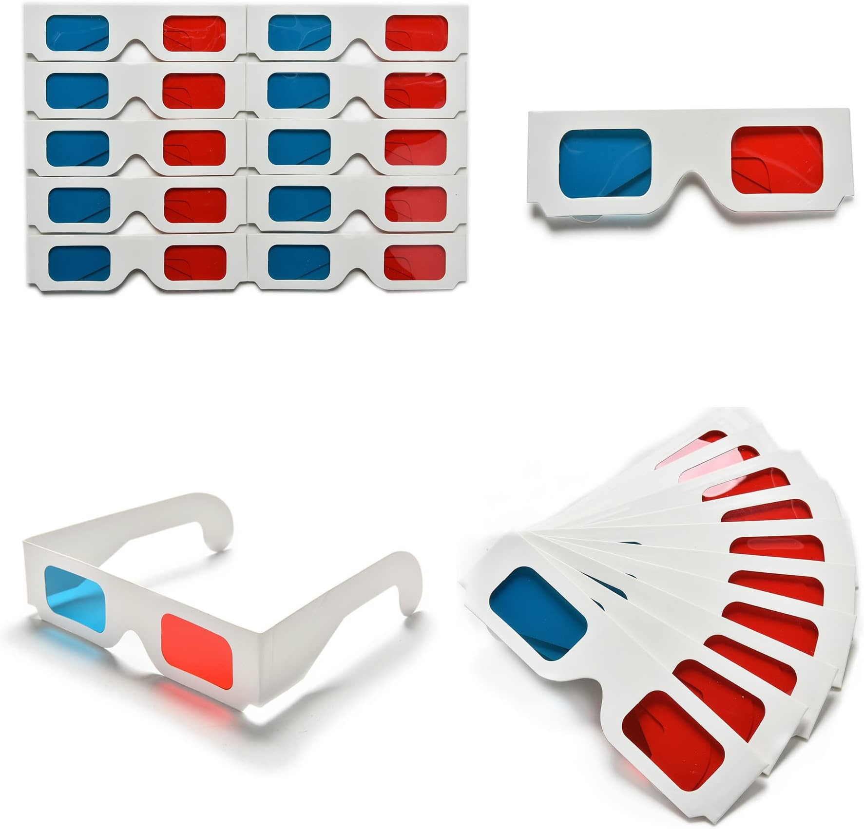 100 Pairs 3D Cardboard Gl Gl Universal Anaglyph 3D Gl Cardboard Paper Red Blue Cyan or Movie (100 Pairs)