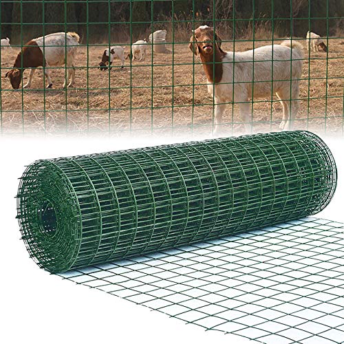 Hot Dipped Galvanized Wire Fencing Green PVC Coated Wire Mesh Fence Decorative Fence Mesh Vegetables Garden Fruits Plants Animals Enclosure 90CM High 25M Long 100mm x 75mm Hole Size Garden Fencing