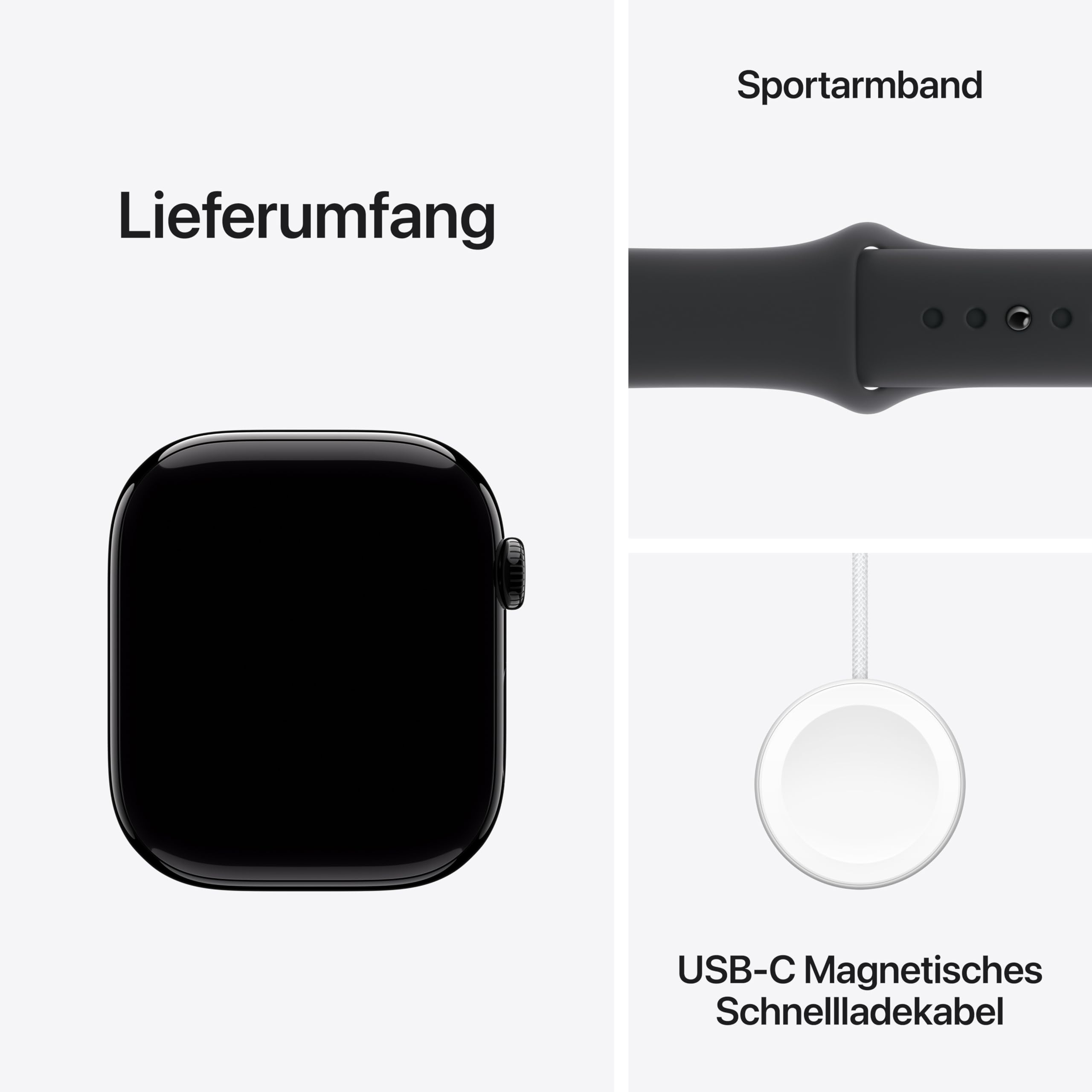 Apple Watch Series 10 (GPS + Cellular 46 mm) Smartwatch mit Aluminiumgehäuse in Diamantschwarz und Sportarmband in Schwarz (M/L) (Generalüberholt)
