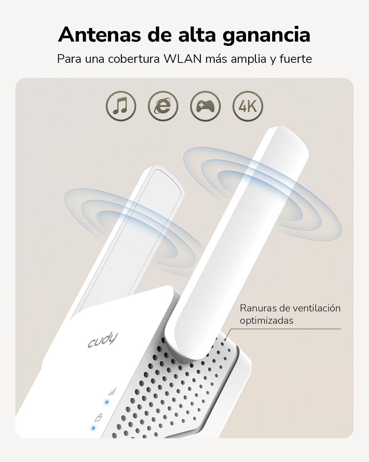 Cudy AC1200 Mesh- Repetidor de WiFi Mesh1200Mbps 5GHz/2.4GHz, Amplificador WiFi Extensor con Enchufe, Indicador de Señal, Antenas Internas, Blanco RE1200