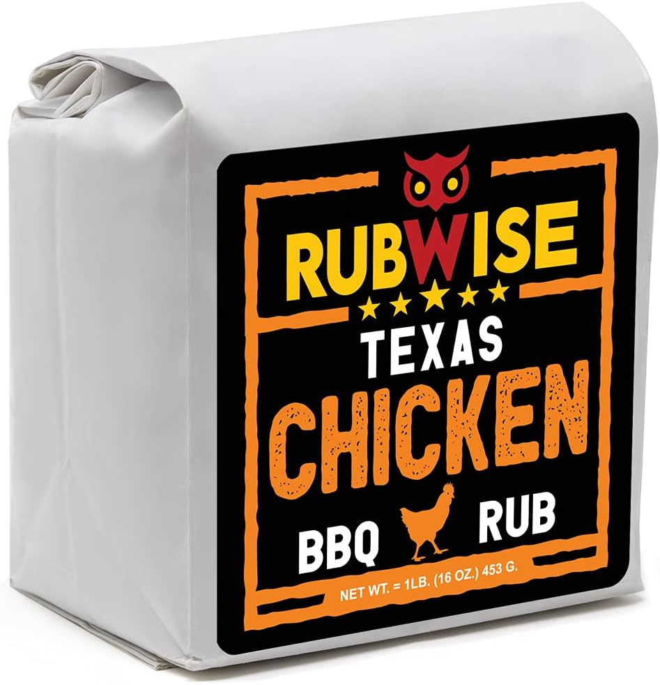 RubWise Texas Style BBQ Chicken Rub (1lb) No MSG | Premium Texan Barbecue Spices for Smoking and Grilling | Great for Poultry, Turkey, Duck, and Seafood | Meat Seasoning Spice Dry Rubs