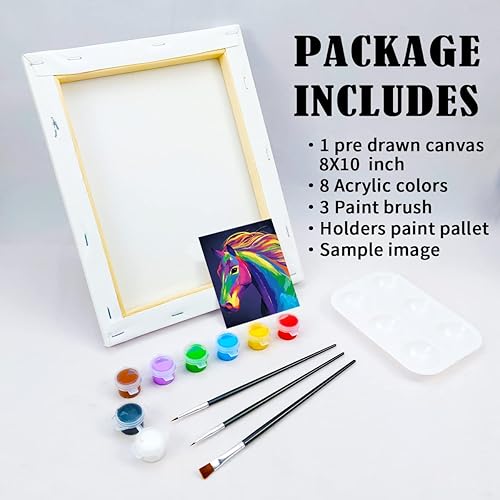 Miniatura 5 de VOCHIC Kit de pintura en lienzo predibujado para pintura para adultos, kits de fiesta de pintura y sorbos, suministros de fiesta de 8 x 10 pulgadas,