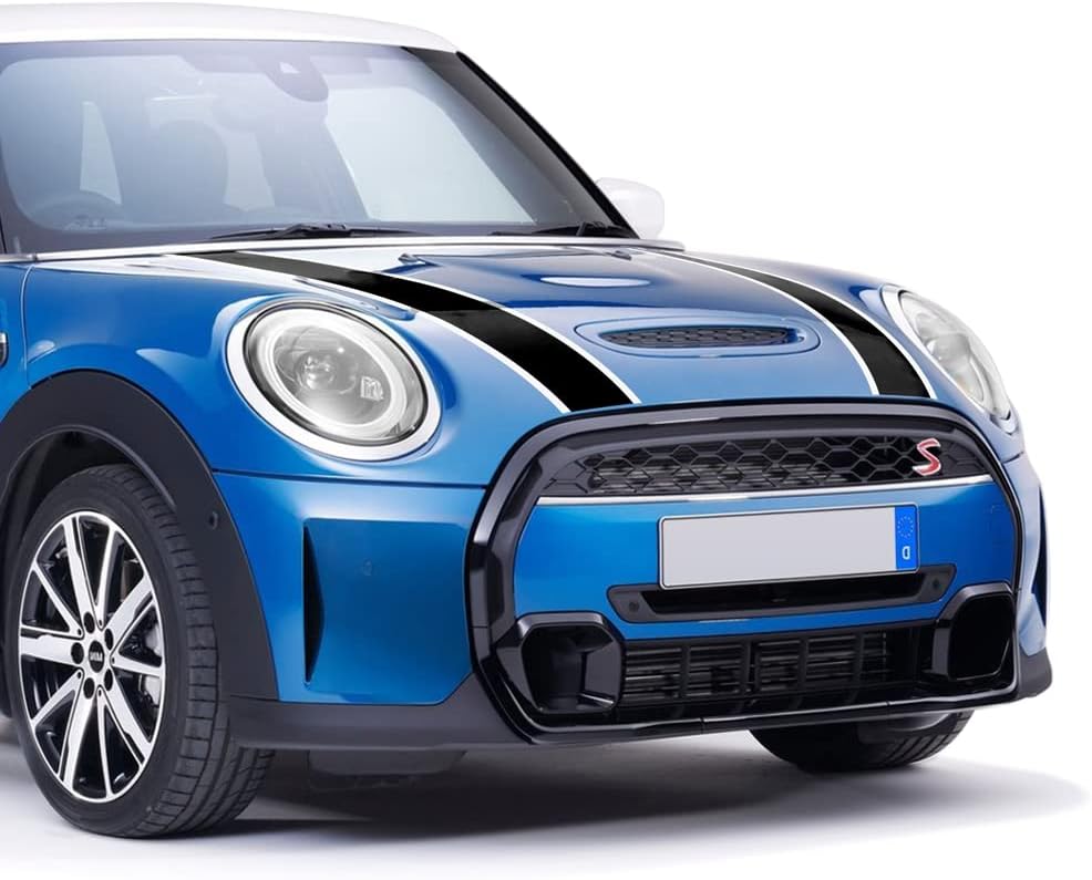 Color-Mixed Hood Bonnet Stripes for Mini Cooper F55 F56 (Black-White)