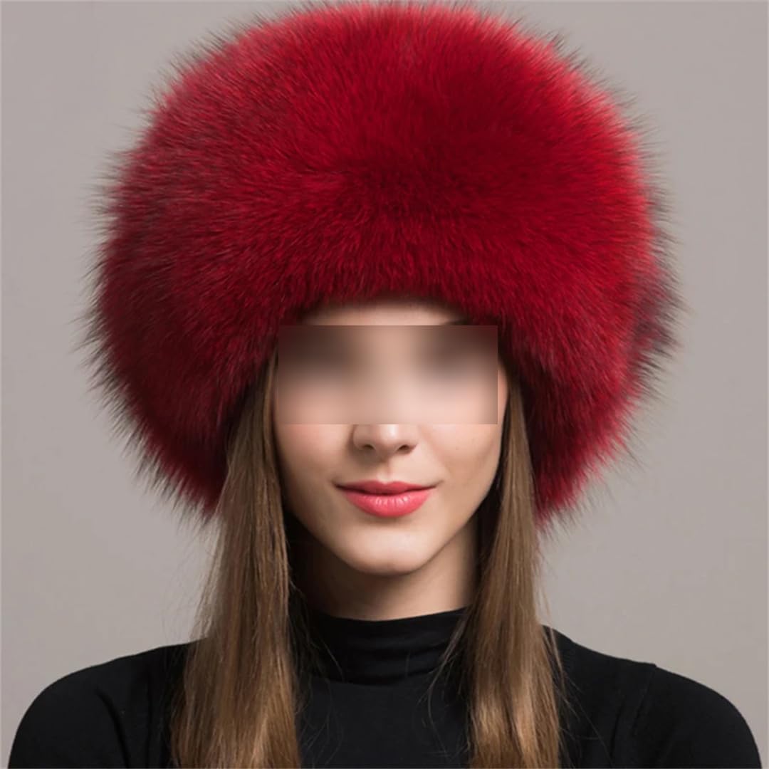 Cappello da donna spesso in finta pelliccia, caldo, alla moda, tinta unita, con paraorecchie